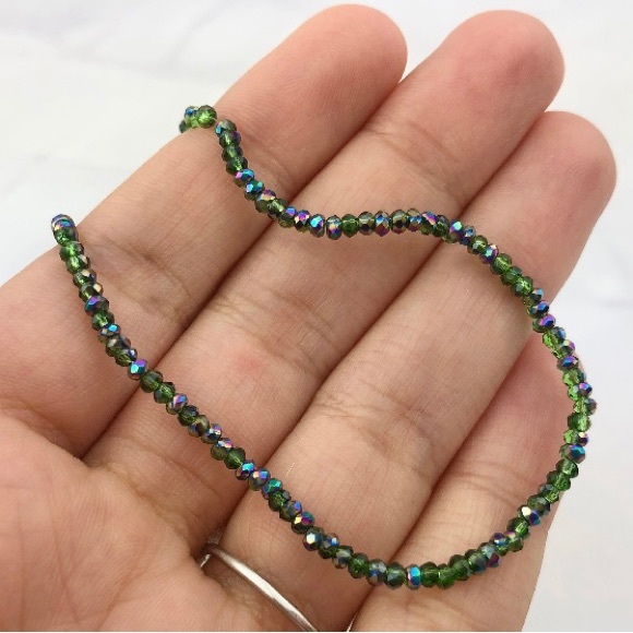 190pcs (Approx.) ( 1 Strand) Green Glass Beads - Crystal Spacer Beads - Picture 5 of 6